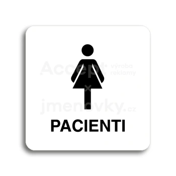 Piktogram "pacienti III" - bílá tabulka - černý tisk bez rámečku