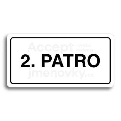 Piktogram "2. PATRO" - bílá tabulka - černý tisk