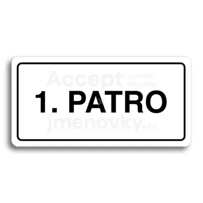Piktogram "1. PATRO" - bílá tabulka - černý tisk