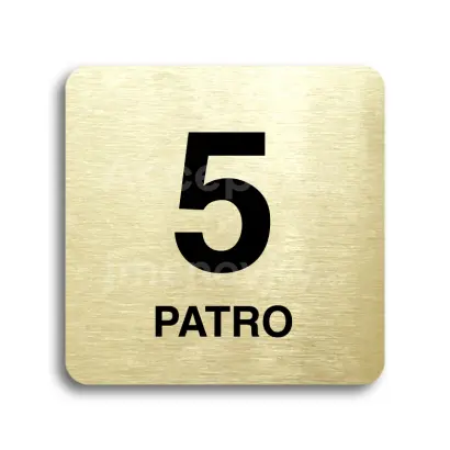 Piktogram "patro V" - zlatá tabulka - černý tisk bez rámečku