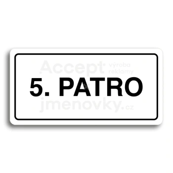 Piktogram "5. PATRO" - bílá tabulka - černý tisk