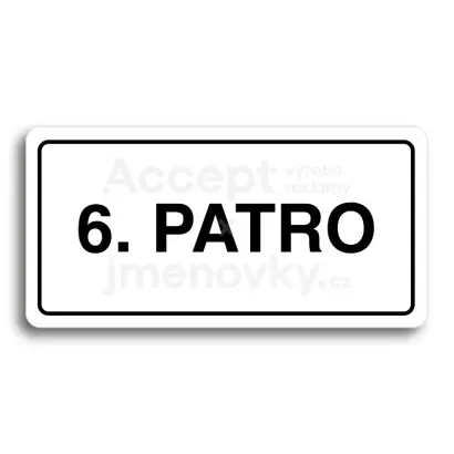 Piktogram "6. PATRO" - bílá tabulka - černý tisk