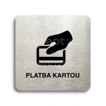 Piktogram "platba kartou" - stříbrná tabulka - černý tisk bez rámečku