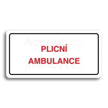 Piktogram "PLICNÍ AMBULANCE" - bílá tabulka - barevný tisk