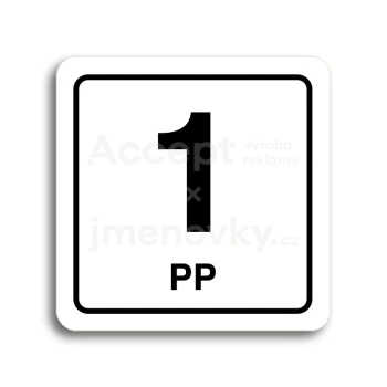 Piktogram "1 podzemní podlaží" - bílá tabulka - černý tisk