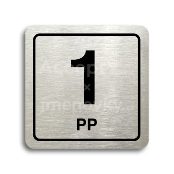 Piktogram "1 podzemní podlaží" - stříbrná tabulka - černý tisk
