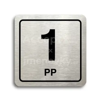 Piktogram "1 podzemní podlaží" - stříbrná tabulka - černý tisk