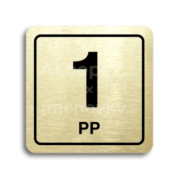 Piktogram "1 podzemní podlaží" - zlatá tabulka - černý tisk