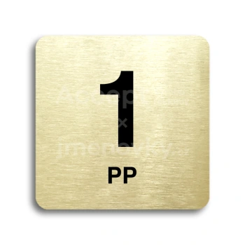 Piktogram "1 podzemní podlaží" - zlatá tabulka - černý tisk bez rámečku