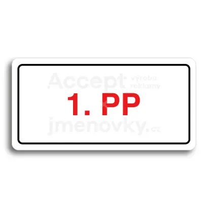 Piktogram "1. PODZEMNÍ PODLAŽÍ" - bílá tabulka - barevný tisk