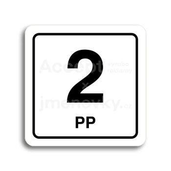 Piktogram "2 podzemní podlaží" - bílá tabulka - černý tisk