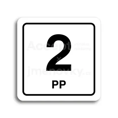 Piktogram "2 podzemní podlaží" - bílá tabulka - černý tisk