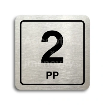 Piktogram "2 podzemní podlaží" - stříbrná tabulka - černý tisk
