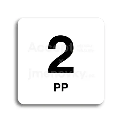 Piktogram "2 podzemní podlaží" - bílá tabulka - černý tisk bez rámečku