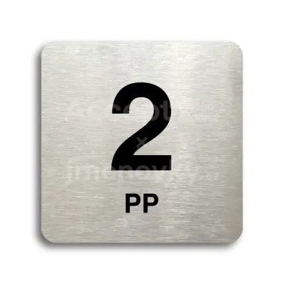 Piktogram "2 podzemní podlaží" - stříbrná tabulka - černý tisk bez rámečku