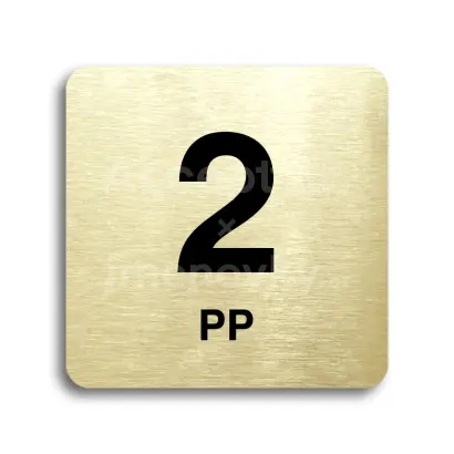 Piktogram "2 podzemní podlaží" - zlatá tabulka - černý tisk bez rámečku