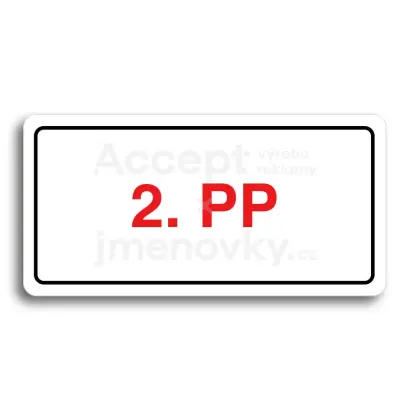Piktogram "2. PODZEMNÍ PODLAŽÍ" - bílá tabulka - barevný tisk