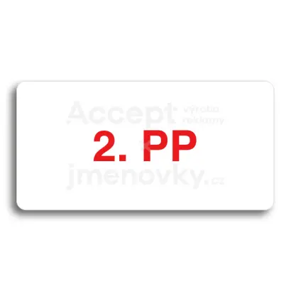 Piktogram "2. PODZEMNÍ PODLAŽÍ" - bílá tabulka - barevný tisk bez rámečku