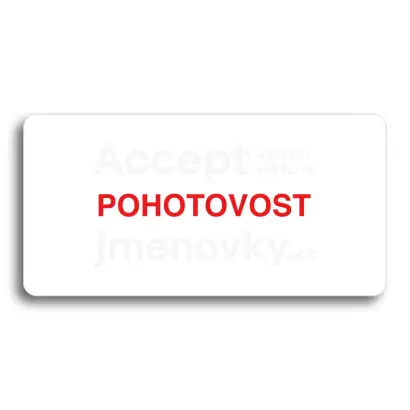 Piktogram "POHOTOVOST" - bílá tabulka - barevný tisk bez rámečku