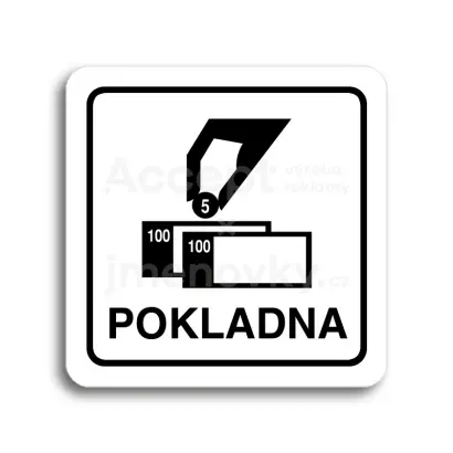 Piktogram "pokladna" - bílá tabulka - černý tisk