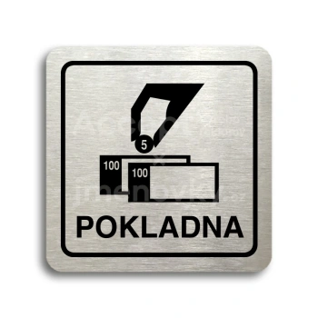 Piktogram "pokladna" - stříbrná tabulka - černý tisk