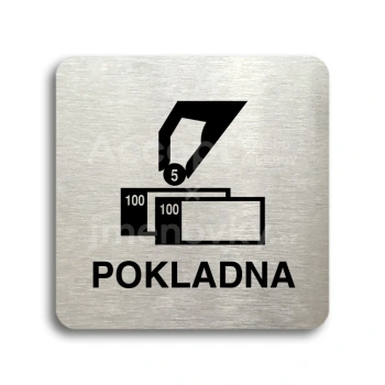 Piktogram "pokladna" - stříbrná tabulka - černý tisk bez rámečku