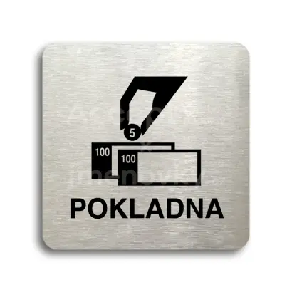 Piktogram "pokladna" - stříbrná tabulka - černý tisk bez rámečku