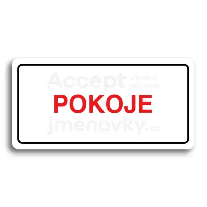 Piktogram "POKOJE" - bílá tabulka - barevný tisk