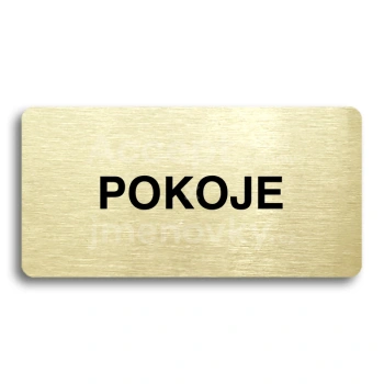 Piktogram "POKOJE" - zlatá tabulka - černý tisk bez rámečku