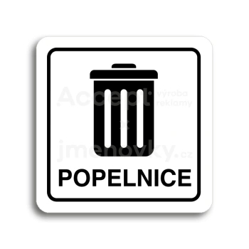 Piktogram "popelnice II" - bílá tabulka - černý tisk