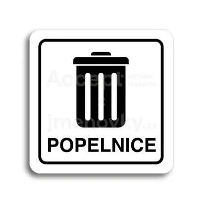 Piktogram "popelnice II" - bílá tabulka - černý tisk