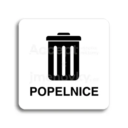 Piktogram "popelnice II" - bílá tabulka - černý tisk bez rámečku