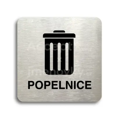 Piktogram "popelnice II" - stříbrná tabulka - černý tisk bez rámečku