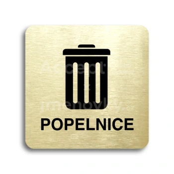 Piktogram "popelnice II" - zlatá tabulka - černý tisk bez rámečku
