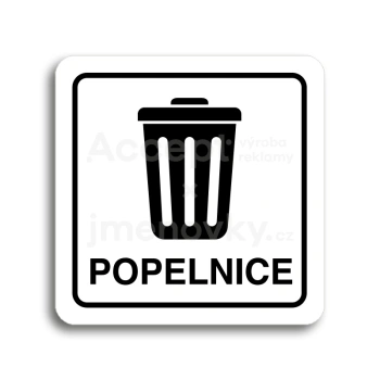 Piktogram "popelnice III" - bílá tabulka - černý tisk
