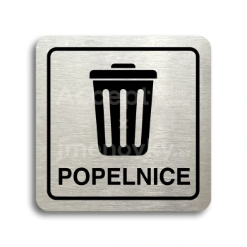 Piktogram "popelnice III" - stříbrná tabulka - černý tisk