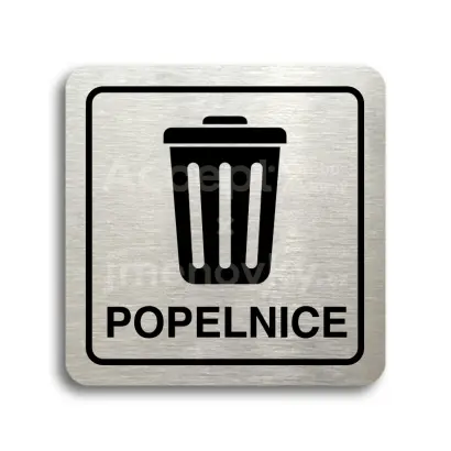 Piktogram "popelnice III" - stříbrná tabulka - černý tisk
