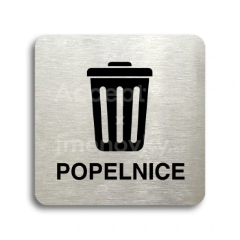 Piktogram "popelnice III" - stříbrná tabulka - černý tisk bez rámečku