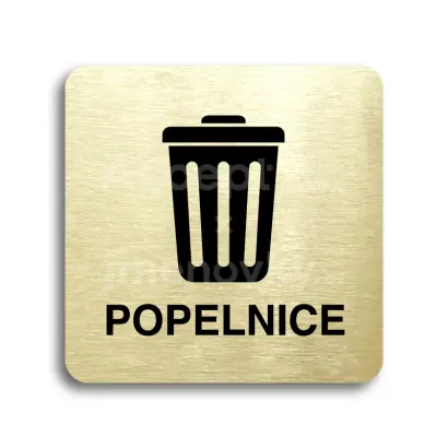 Piktogram "popelnice III" - zlatá tabulka - černý tisk bez rámečku
