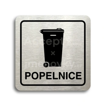 Piktogram "popelnice IV" - stříbrná tabulka - černý tisk
