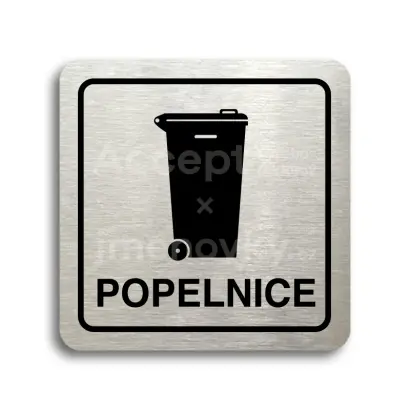 Piktogram "popelnice IV" - stříbrná tabulka - černý tisk