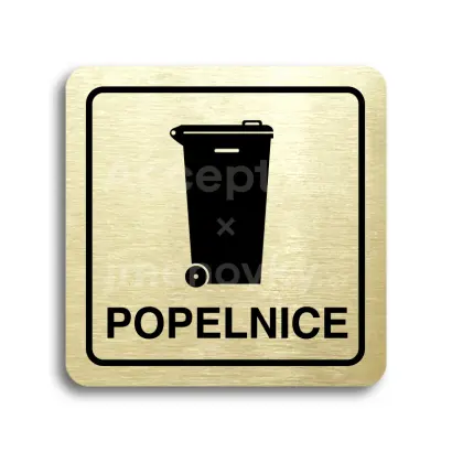 Piktogram "popelnice IV" - zlatá tabulka - černý tisk
