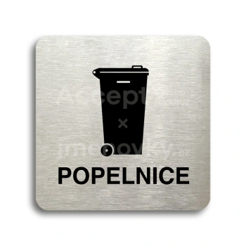 Piktogram "popelnice IV" - stříbrná tabulka - černý tisk bez rámečku