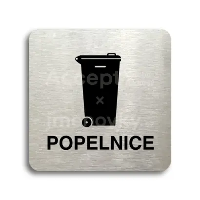 Piktogram "popelnice IV" - stříbrná tabulka - černý tisk bez rámečku