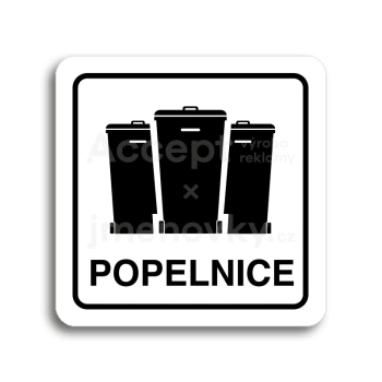 Piktogram "popelnice V" - bílá tabulka - černý tisk