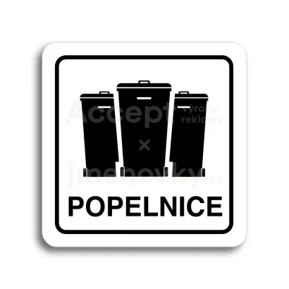 Piktogram "popelnice V" - bílá tabulka - černý tisk