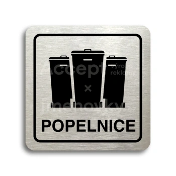 Piktogram "popelnice V" - stříbrná tabulka - černý tisk