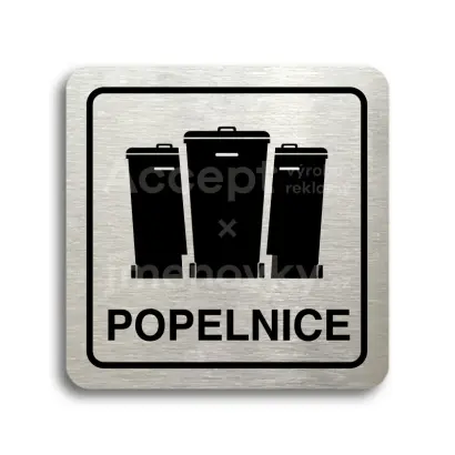 Piktogram "popelnice V" - stříbrná tabulka - černý tisk