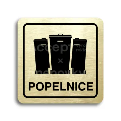Piktogram "popelnice V" - zlatá tabulka - černý tisk