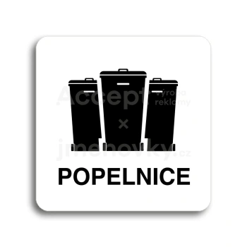 Piktogram "popelnice V" - bílá tabulka - černý tisk bez rámečku